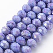 Opaque Baking Painted Glass Beads Strands, Faceted, Rondelle, Mauve, 10x8mm, Hole: 1.5mm, about 63pcs/strand, 21.06 inch~21.26 inch(53.5~54cm)(EGLA-N006-006G)