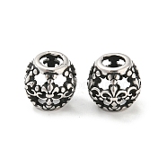 316 Surgical Stainless Steel  Beads, Barrel, Antique Silver, 10x9mm, Hole: 4mm(STAS-Q304-20AS)