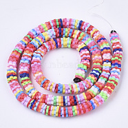 Handmade Polymer Clay Beads Strands, Plum Blossom, Mixed Color, 5x0.5~1.5mm, Hole: 1.8mm  about 380~400pcs/Strand, 18.11 inch(46cm)(CLAY-R086-01)