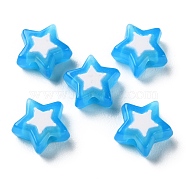 Star Acrylic Beads, Bead in Bead, Deep Sky Blue, 8.5x9x4mm, Hole: 1.8mm, about 2941pcs/500g(TACR-C001-02F)