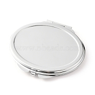DIY Stainless Iron Cosmetic Mirrors, for Epoxy Resin DIY, Oval, Stainless Steel Color, 6.4x7.15x0.8cm, Hole: 1.6mm, Tray: 60x46mm(X-DIY-L056-04P)