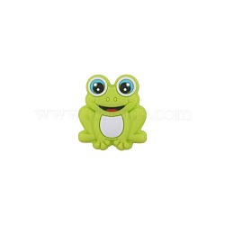 Frog Silicone Beads, Chewing Beads For Teethers, DIY Nursing Necklaces Making, Green Yellow, 30.5x25x9mm, Hole: 2mm(FIND-SZC0014-021)