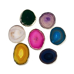 Natural Agate Cup Mat, with Brass Edage, Nugget, Mixed Color, 85~97x71~78x4~6mm(AJEW-NH0001-04G)