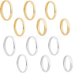 304 Stainless Steel Flat Plain Band Rings, Golden & Stainless Steel Color, 12pcs/box(STAS-UN0017-91P)