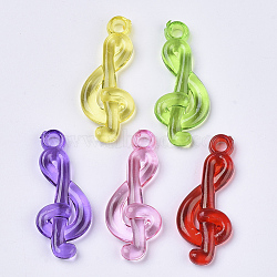 Transparent Acrylic Pendants, Dyed, Musical Note, Mixed Color, 35x14x4mm, Hole: 3mm(X-TACR-T015-089)