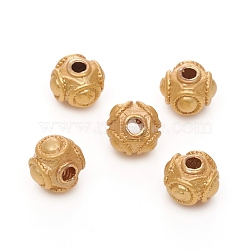 Brass Beads, Long-Lasting Plated, Matte Style, Square, Real 18K Gold Plated, 6.5~7x5.5mm, Hole: 1.6mm(KK-G390-26MG)