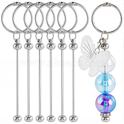 10Pcs Iron Bar Beadable Keychain Clasps, Platinum, 112mm(AJEW-SC0003-89P)