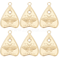 Beebeecraft 6Pcs 304 Stainless Steel Pendants, Talking Boards with Moth Charm, Real 18K Gold Plated, 28x20x2mm, Hole: 3mm(STAS-BBC0003-95)