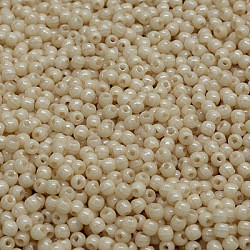 Czech Glass Beads, Round, Beige, 2x2mm, Hole: 0.7mm, about 7800pcs/bag(GLAA-F101-A07)
