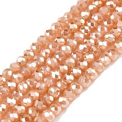 Electroplate Glass Beads Strands, Pearl Luster Plated, Faceted, Rondelle, PeachPuff, 2.5x2mm, Hole: 0.7mm, about 154~161pcs/strand, 11.7~12.09 inch(30~31cm), about 90~100 strands/set(EGLA-T021-03H)