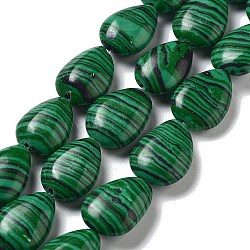 Synthetic Malachite Dyed Beads Strands, Flat Teardrop, 17.5~18x13~13.5x6mm, Hole: 1.2~1.4mm, about 11pcs/strand, 7.56''(19.2cm)(G-P528-L07-01)