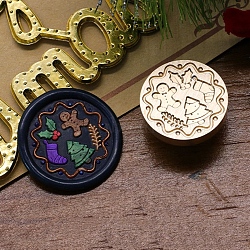 Christmas Series Wax Seal Brass Stamp Head, for Wax Seal Stamp, Golden, Mixed Shapes, 25x14mm, Inner Diameter: 7.5mm(AJEW-M037-01G-08)