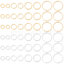 64Pcs 8 Style Brass Linking Rings, Long-Lasting Plated, Cadmium Free & Lead Free, Round Ring, Real 24K Gold & 925 Sterling Silver Plated, 6~14x1mm, Inner Diameter: 4~12mm, 8pcs/style(KK-BC0009-44)