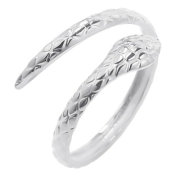 Titanium Steel Adjustable Snake Ring, Open Cuff Rings for Men and Women, Stainless Steel Color