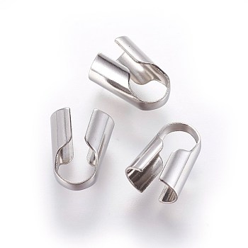 304 Stainless Steel Cord Ends, End Caps, Column, Stainless Steel Color, 12x7x9mm, Hole: 6x5mm