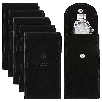 Velvet Watch Bag Package, with Snap Button, Black, 13x6.7x0.8cm