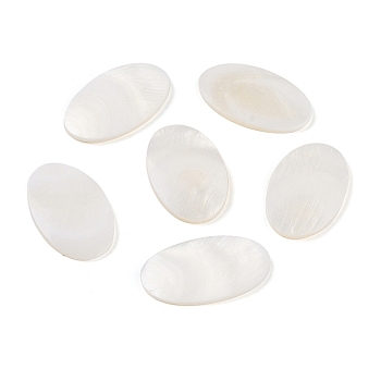 Natural Freshwater Shell Cabochons, Oval, WhiteSmoke, 29.5x18x3mm