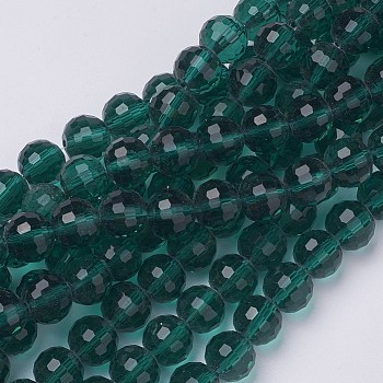 Glass Beads, Faceted, Round, Sea Green, about 10mm in diameter, hole: 1.5mm