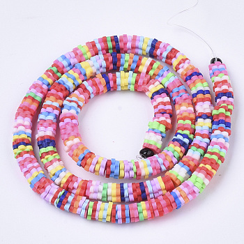 Handmade Polymer Clay Beads Strands, Plum Blossom, Mixed Color, 5x0.5~1.5mm, Hole: 1.8mm  about 380~400pcs/Strand, 18.11 inch(46cm)
