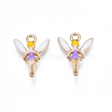 Light Gold Blue Violet Angel & Fairy Alloy+Enamel Pendants