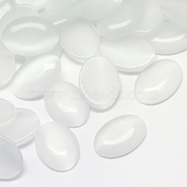 10mm White Oval Glass Cabochons