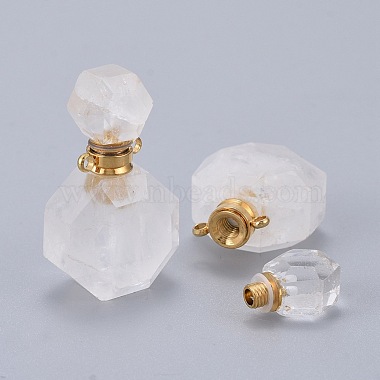 pendentifs de bouteille de parfum ouvrants en cristal de quartz naturel à facettes(G-I287-06G-A)-2