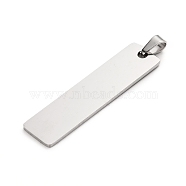 304 Stainless Steel Pendants, Laser Cut, Stamping Blank Tag, Rectangle, Stainless Steel Color, 48x12x1.4mm, Hole: 6mm(STAS-D142-01A-P)