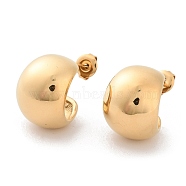 304 Stainless Steel Round Stud Earrings, Half Hoop Earrings, Real 14K Gold Plated, 18x14.5mm(EJEW-H115-01G)