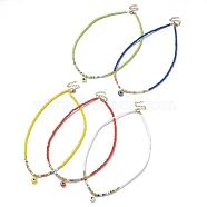 Resin Evil Eye Pendant Necklace with Glass Seed Beaded Chains, Mixed Color, 15.94~16.14 inch(40.5~41cm)(NJEW-JN04378)