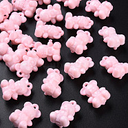 Opaque Acrylic Pendants, Bear, Pink, 20x13.5x10.5mm, Hole: 1.4mm, about 400pcs/500g(MACR-S373-113-A06)