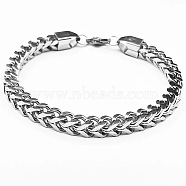 6mm Stainless Steel Bracelet with Woven Four-sided Grinding Chain - Hip-hop Style, Stainless Steel Color, size 1(ST8772756)