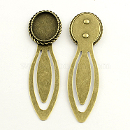 18x25mm Tray Bookmark Cabochon Settings, Iron with Alloy Oval Tray, Lead Free, Nickel Free & Cadmium Free, Antique Bronze, 85x23x3mm(PALLOY-S033-24AB-NR)