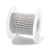 Iron Rhinestone Glass Cup Chain, with Spool, White Alabaster, 2x2~2.5x2mm, about 16.40 Feet(5m)/Roll(CH-U001-01S)