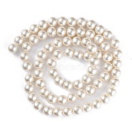 Glass Pearl Beads Strands, Pearlized, Round, Snow, 12mm, Hole: 1mm, about 68pcs/strand, 30.71 inch(78cm)(X-HY-12D-B80)