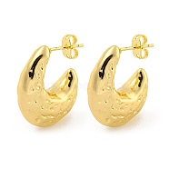 Rack Plating Brass Stud Earrings, Long-Lasting Plated, Lead Free & Cadmium Free, C-shape, Real 18K Gold Plated, 24.5x9mm(EJEW-M247-28A-G)