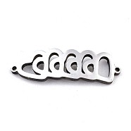 304 Stainless Steel Link Connectors, Laser Cut, Heart, Stainless Steel Color, 9.5x30x1.5mm, Hole: 1mm(STAS-T059-11P)