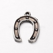Tibetan Style Alloy Horseshoe Pendants, Cadmium Free & Lead Free, Antique Silver, 15.5x11.5x1mm, Hole: 1mm, about 2320pcs/1000g(TIBEP-3115-AS-RS)