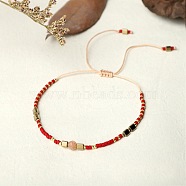 Bohemian Style Handmade Braided Friendship Bracelet with Semi-Precious Beads for Women, Mixed Color, 0.1cm(ST9557217)