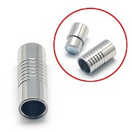 304 Stainless Steel Magnetic Clasps with Glue-in Ends, Column, Stainless Steel Color, 21x8mm(STAS-E006-40)