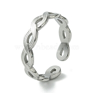 304 Stainless Steel Open Cuff Ring, Hollow Infinity, Stainless Steel Color, US Size 7 1/4(17.5mm)(RJEW-L110-042P)