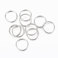 304 Stainless Steel Split Rings, Double Loops Jump Rings, Stainless Steel Color, 12x1.5mm, about 10.5mm inner diameter(STAS-H413-06P-B)