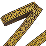 Polyester Ribbons, Jacquard Floral Ribbon, Garment Accessories, Dark Goldenrod, 1-1/4 inch(33mm), about 7.11 Yards(6.5m)/Roll(OCOR-WH0092-30B)