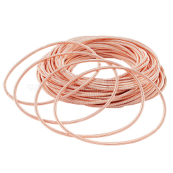 40 Strands Spring Bracelets, Minimalist Bracelets, Steel French Wire Gimp Wire, for Stackable Wearing, Rose Gold, 0.2cm, Inner Diameter: 2-1/4 inch(5.85cm)(TWIR-BC0001-51RG)