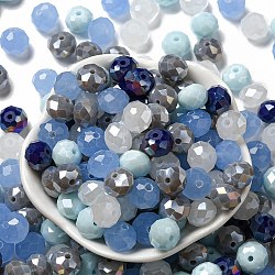 Glass Beads, Faceted, Rondelle, Light Blue, 10x8mm, Hole: 1mm, about 67pcs/60g(EGLA-A034-SM10mm-40)