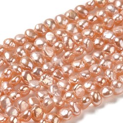 Natural Cultured Freshwater Pearl Beads Strands, Two Sides Polished, Grade 5A+, Sandy Brown, 4x4.5~5x3~3.5mm, Hole: 0.5mm, about 84~85pcs/strand, 13.62 inch(34.6cm)(PEAR-E017-35)