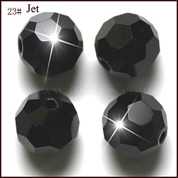 Imitation Austrian Crystal Beads, Grade AAA, Faceted(32 Facets), Round, Black, 6mm, Hole: 0.7~0.9mm(SWAR-F021-6mm-280)