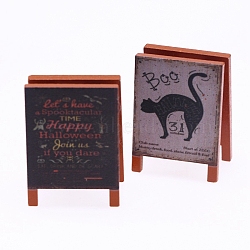 Dollhouse Miniature Wooden Sign with Vintage Chalkboard Decoration, for Tea, Coffee, and Food Scene, Cat Shape, 38x26x52mm(PW-WG72554-03)