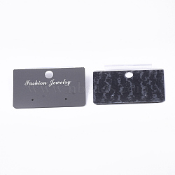 Plastic Display Cards, Used For Earrings, Rectangle, Black, 3.1x5.2x0.7~0.8cm, Hole: 6mm(CDIS-S027-19E)