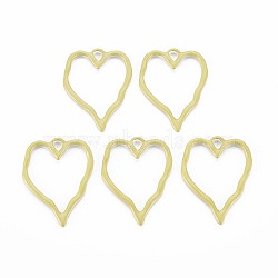 Alloy Open Back Bezel Pendants, For DIY UV Resin, Epoxy Resin, Pressed Flower Jewelry, Heart, Matte Gold Color, 37x29x2mm, Hole: 4.5x4mm(PALLOY-S121-93)