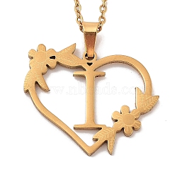 PVD Vacuum Plating 201 Stainless Steel Pendant Necklaces, Letter I, 12.28 inch(31.2cm)(NJEW-R267-02I-G)